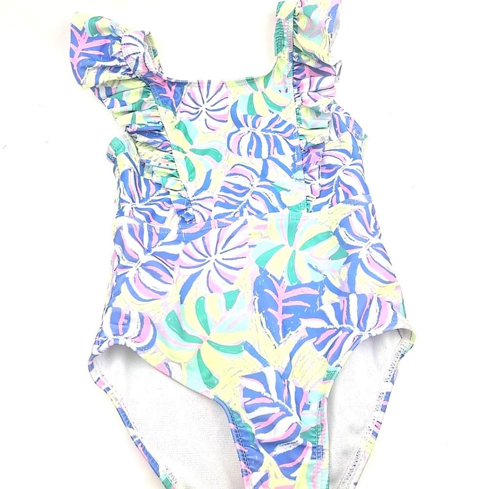 Wonder Nation Swimwear Size XS 4/5 Girls Swimsuit One Piece Ruffles Summer